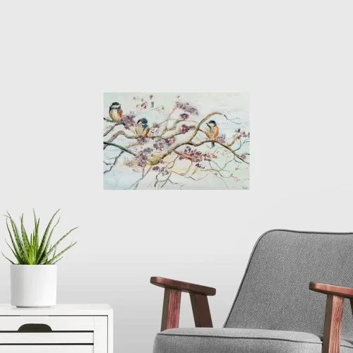 Miniatura 3 de Vinilo decorativo para pared, diseño de pájaros en flor de cerezo
