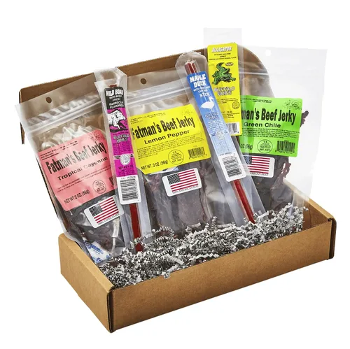 Miniatura 7 de Jerky Dynasty Fatman's Beef Jerky - Paquete variado de 6 sabores que incluyen habanero picante, chile verde y cebolla de ajo salada, paquete variado
