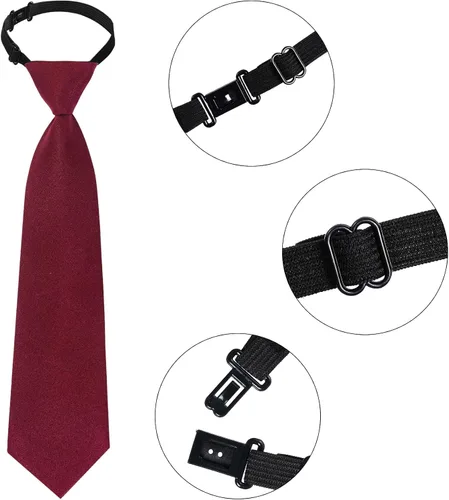 Miniatura 4 de Sucrain 1 corbata de niño preatada ajustable para boda, graduación, uniforme escolar