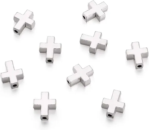 Miniatura 8 de Beadthoven - Colgante de cuentas de cruz de aleación de metal con cruces de crucifijo para pulseras, collares, joyería, rosario, accesorio