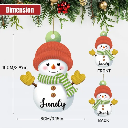 Miniatura 2 de 7 piezas de adorno de Navidad personalizado 2025, adorno de familia de muñeco de nieve con nombre y foto acrílico para decoración de árbol