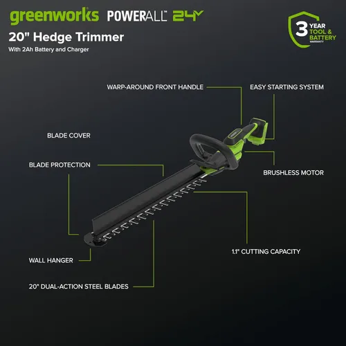 Miniatura 2 de Greenworks Sin escobillas de 24 V 20 pies (capacidad de corte de 1.1 pies/tiempo de funcionamiento de hasta 65 minutos/recolector de residuos)