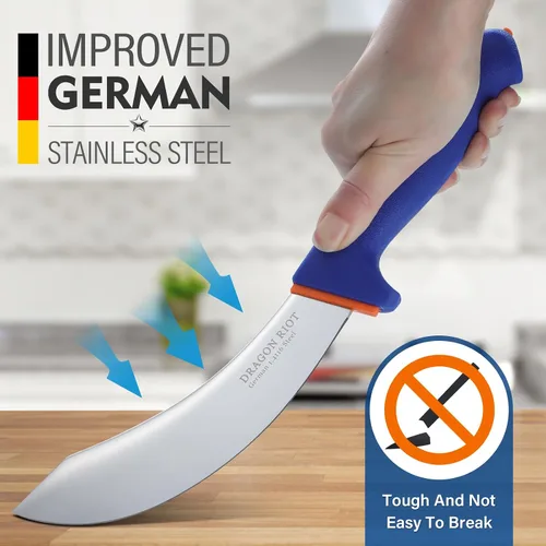 Miniatura 6 de DRAGON RIOT Cuchillo de desollar de 6 pulgadas, cuchillo de carnicero de carne para carne de res y procesamiento, cuchillo de cocina de acero