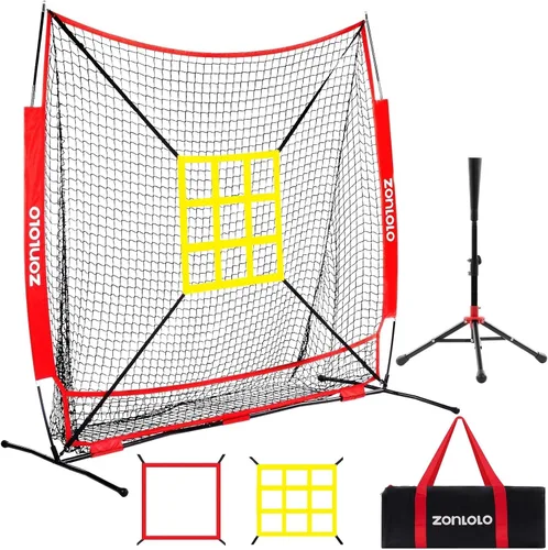 Miniatura 7 de ZONLOLO 6x6ft Baseball & Softball Net for Hitting,Pitching and Batting, Throwing,Baseball net with Sturdy Bow Frame,Battting Tee,Strike Zone, Middle