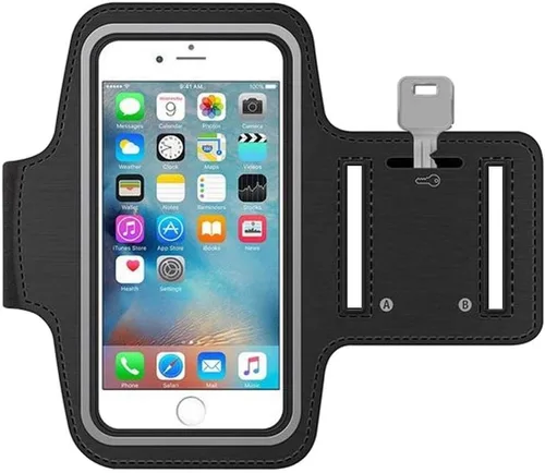 MMOBIEL - Brazalete deportivo elástico con soporte para llaves, tira reflectante y cubierta para pantalla táctil, se adapta a teléfonos de hasta 7.1