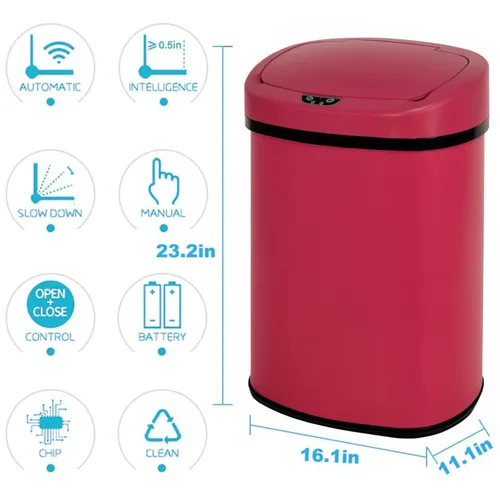 Miniatura 7 de Bote de basura automático de acero inoxidable de 13.2 galones con sistema de control de olores, sensor de movimiento semicircular sin tacto de 50