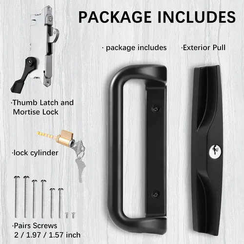 Miniatura 3 de House Guard Juego de manijas de puerta corredera blanca para patio con cilindro de llave, espacio entre agujeros de tornillo de 3-15/16 pulgadas