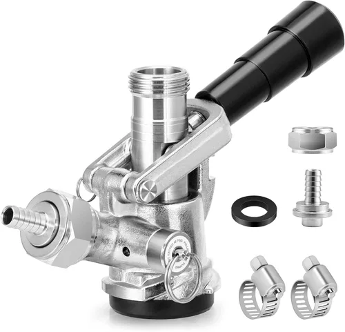 TMCRAFT Acoplador de barril, sonda de acero inoxidable, cuerpo de latón, sistema en D, acoplador de grifo Sankey para I.D 5/16 pulgadas, línea de