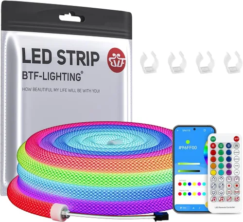 Miniatura 12 de BTF-LIGHTING 9.8 pies WS2811 WS2812B IC RGB 360 Grados Tira LED de Colores Neon Flexible de Silicona de Nylon con Patrón Reticulado IP67 Impermeable