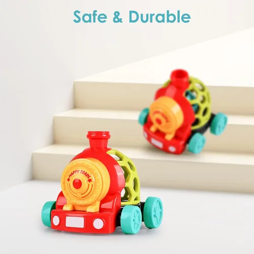 Miniatura 7 de iPlay, iLearn Tren de juguete para bebés, autos suaves para niños de 6 a 12 meses, camión musical Push N Go, sonajero sensorial para niños pequeños