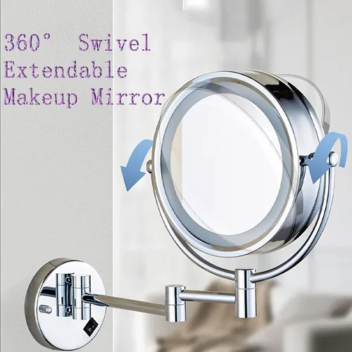 Miniatura 4 de Espejo de Maquillaje Montado en la Pared, Espejo de Tocador, 1X/10X Aumento Espejo CosméTico, 8 Pulgad Espejo de Maquillaje, RotacióN de 360° Negro