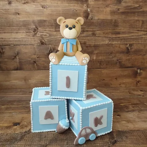 Miniatura 5 de Decoración 3D para tartas de oso para decoración de tartas de oso para niños y niñas, baby shower, suministros de fiesta de cumpleaños (azul)