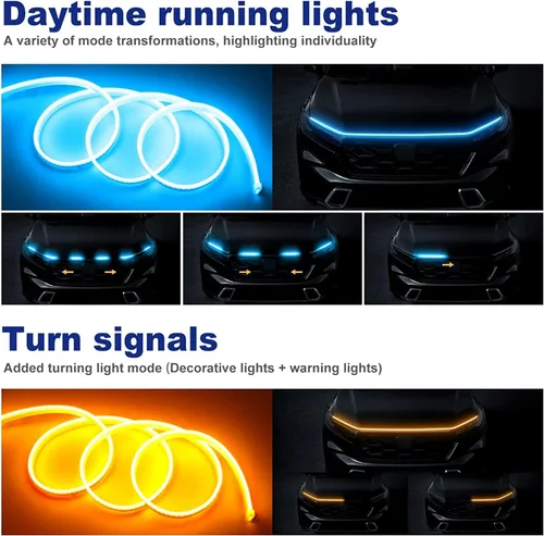 Miniatura 5 de Tira de Luz LED Cortable para Debajo del Capó del Coche, Tiras LED para Motor Automotriz, Luz Direccional Guía Decorativa, Impermeable IP66