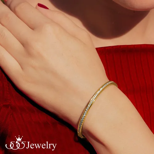 Miniatura 2 de 555Jewelry - Pulsera de acero inoxidable con cierre de bisagra para mujer