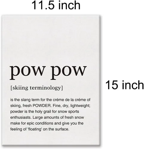 Miniatura 2 de LEXSIVO Lienzo impreso con definición de Pow Pow, arte de pared, decoración de oficina en casa, pintura artística de esquí, 12 x 15 pulgadas, lienzo