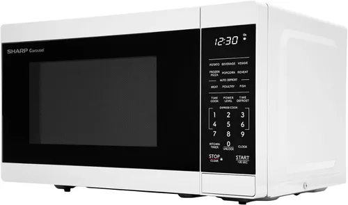 Miniatura 8 de SHARP Horno microondas compacto de encimera con plato giratorio de carrusel extraíble de 10 pulgadas, 700 vatios, 0.7 pies cúbicos, color blanco