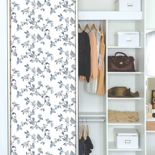 Miniatura 8 de RoomMates Waverly RMK12600PL Graceful Garden Trail - Papel tapiz para despegar y pegar, color azul