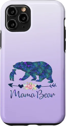 Miniatura 29 de Teal Blue Purple Floral Mama Bear and One Cub Silver Purple Case for iPhone 17