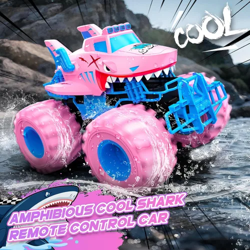 Miniatura 7 de Coche de control remoto de tiburón impermeable, autos RC anfibios 1:16 4WD todo terreno todoterreno Monster Trucks juguetes, camiones RC juguetes