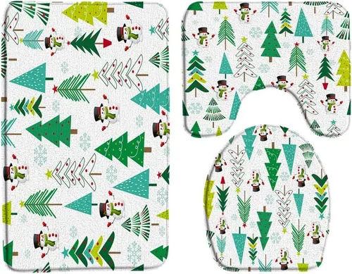 Miniatura 26 de GCTNBJL Juego de 3 alfombrillas de baño de Feliz Navidad, muñeco de nieve, copo de nieve, ramas, árbol, corazón, invierno, vacaciones, rústico