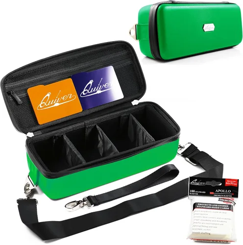 Miniatura 17 de Estuche verde para tarjetas de Quiver Time, perfecto para mazo MTG, caja de almacenamiento premium, para cartas coleccionables y almacenamiento