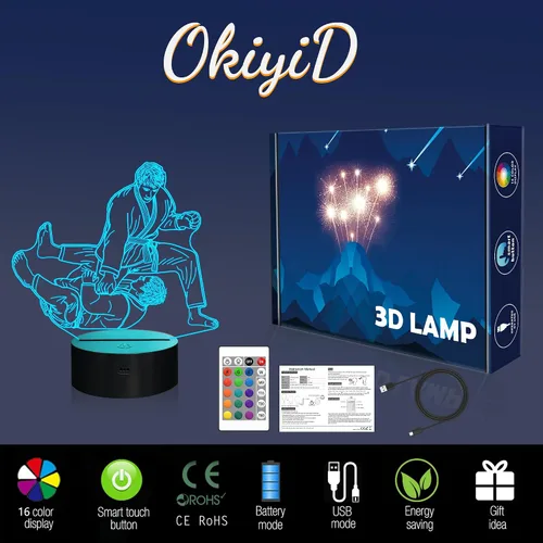 Miniatura 6 de OkiyiD - Luz nocturna de ilusión 3D con 16 colores cambiantes con control remoto (Estilo 7)
