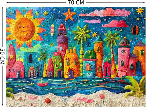 Miniatura 2 de Sunny Beach Puzzles para adultos de 1000 piezas, rompecabezas para adultos, juguetes desafiantes para adultos, rompecabezas imposible, rompecabezas