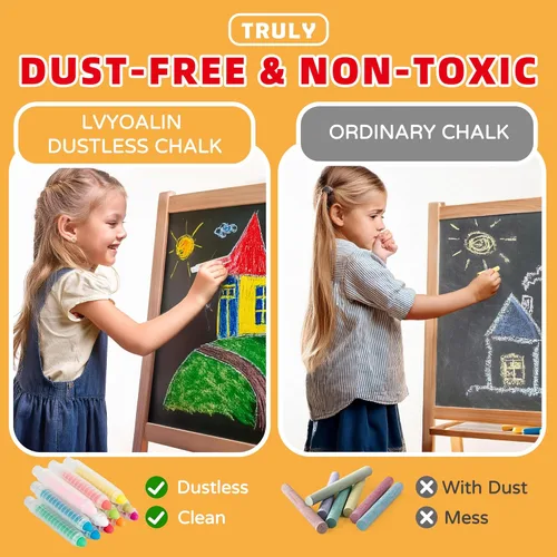 Miniatura 4 de Tiza sin polvo para niños, no tóxica, 12 colores, tiza de banqueta con soporte para niños, tizas lavables para niños pequeños para dibujar