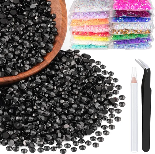 Miniatura 76 de 5000 piezas de diamantes de imitación de resina de 0.118 pulgadas a granel, color verde oscuro AB con parte trasera plana, diamantes de imitación