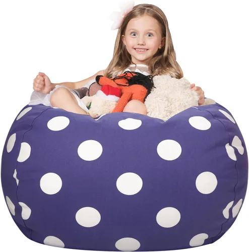 Miniatura 33 de WEKAPO Puf de almacenamiento de animales de peluche para niños, puf con cremallera rellenable para organizar juguetes de peluche, lona de algodón