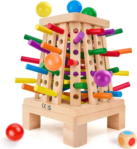 Montessori - Juego de mesa para niños de 4 a 6 años, juego de dados de palitos de madera piramidal, educativo de matemáticas, juguete de habilidades