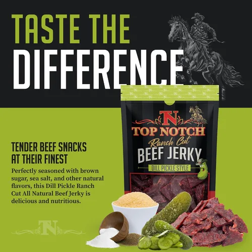 Miniatura 3 de Top Notch Ranch Cut Jerky - Bolsa de 10 onzas de carne seca de res - Snacks ricos en proteínas para niños y adultos - Tiras sabrosas de carne de res
