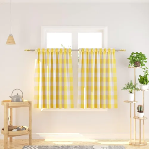 Miniatura 101 de Cenefas de cortina para ventana de 16 pulgadas de largo, 2 paneles de cuadros búfalo, cortinas pequeñas con bolsillo para barra, estilo clásico