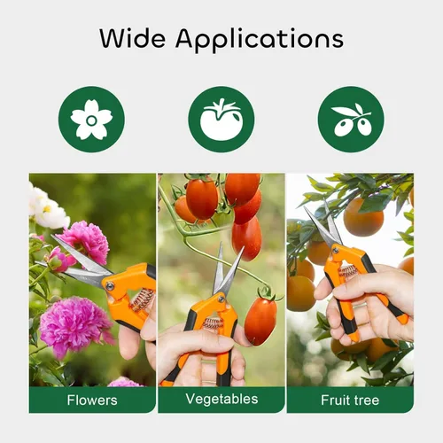 Miniatura 8 de GROWNEER 1 paquete de tijeras de podar de 6.5 pulgadas, tijeras de podar de mano para jardinería, tijeras de jardinería con cuchillas rectas