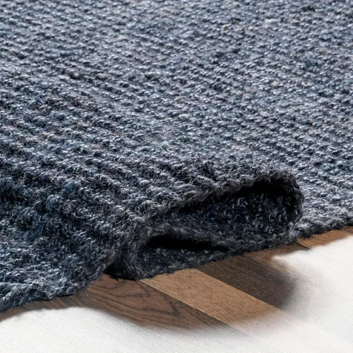 Nuloom Daniela Navy, 2 pies 6 pulgadas x 8 pies, hecho a mano, yute, borla, suave y texturizado, alto tráfico, resistente a las manchas, fácil de