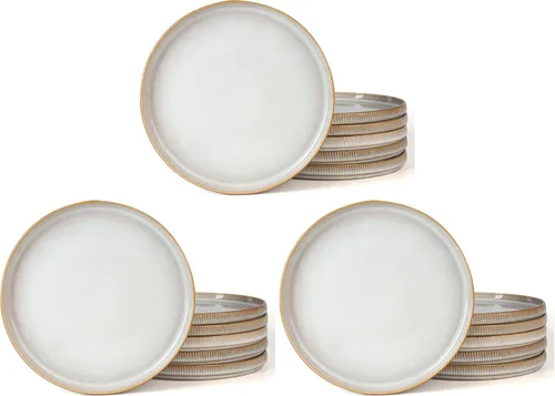 Miniatura 9 de famiware Star Platos de Ensalada para 6, Juego de Platos de 8 Pulgadas, Vajilla de Gres, Platos Pequeños para Postre, Ensalada, Aperitivo, Blanco