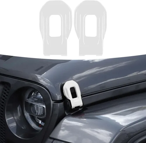 Miniatura 9 de RT-TCZ Cubierta de pestillo de capó, soportes exteriores de bloqueo de capó, accesorios de decoración de ABS para Jeep Wrangler JL JLU y Gladiator