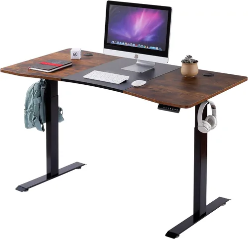UNICOO - Escritorio eléctrico de pie de doble motor de 59 x 29.5 pulgadas, escritorio para computadora, escritorio para juegos, con carga USB y