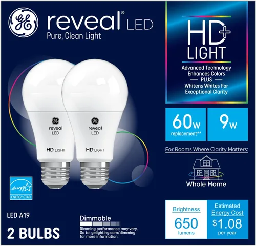 Miniatura 13 de GE Lighting Bombillas LED regulables GE Reveal HD, A19 de uso general (bombillas LED de repuesto de 40 vatios), 350 lúmenes, bombillas de base