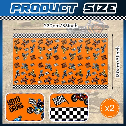 Miniatura 2 de Patelai Manteles de decoración de fiesta de cumpleaños para motocross, cubiertas de mesa temáticas de motocicleta, suministros de fiesta de baby