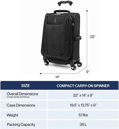 Miniatura 6 de Travelpro Maxlite 5 - Juego de 2 piezas de equipaje de mano de tela, expandibles con 4 ruedas giratorias, bolso blando para debajo del asiento