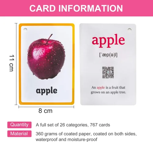 Miniatura 3 de 26 categorías 767 PCS Niños Montessori Inglés Aprendizaje Tarjetas Flash Tarjeta de Bolsillo Juguetes para Niños Pre-Kindergarten Educación