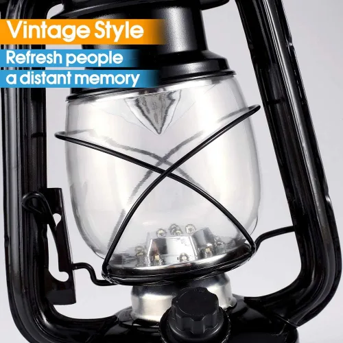 Miniatura 3 de Linterna vintage LED para huracanes, luz blanca cálida operada con batería, metal antiguo colgante con regulador de intensidad, 15 LEDs, 150 lúmenes
