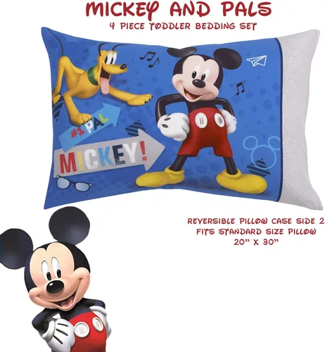 Miniatura 7 de Disney Mickey Mouse y sus amigos - Juego de cama para niños pequeños de 4 piezas - Sábanas ajustadas, funda de almohada, sábana encimera y edredón