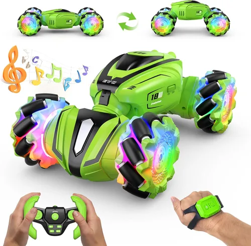 Miniatura 11 de Resosese Autos de Acrobacias RC Auto de Control Remoto Conducción de Doble Cara Giros de 360 Grados Juguete Giratorio Todo Terreno Auto Todoterreno