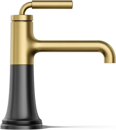 Miniatura 8 de Kohler 27415-4-BMB Tone™ Grifo de lavabo de baño monomando, 1.2 gpm, negro mate con latón moderno cepillado Negro mate/Bronce moderno