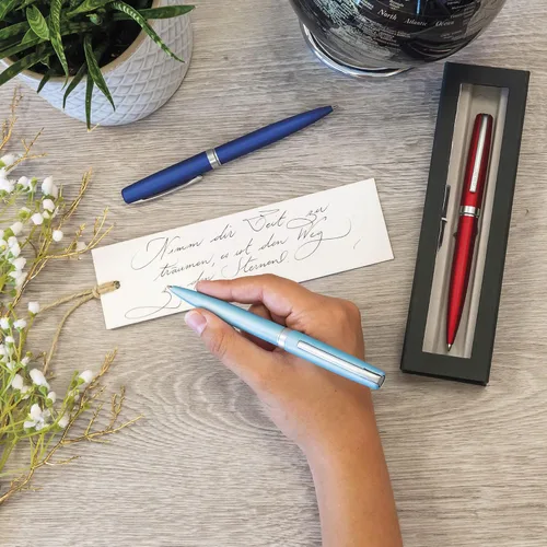 Miniatura 2 de Online Eleganza Bolígrafo I Satin Blue I Recambio grande reemplazable I Metal Biro I Tinta Color Negro I Retráctil I Bolígrafo en caja de regalo, 1