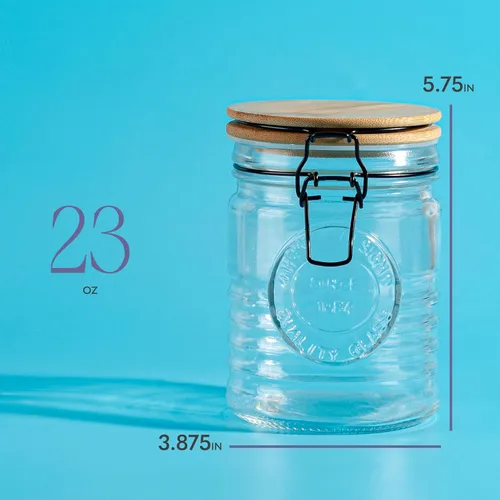 Miniatura 2 de kitchentoolz Tarros de almacenamiento de vidrio con tapas herméticas, juego de 3 recipientes de almacenamiento Mason para cereales, café y arroz