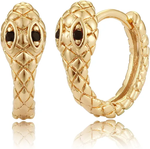 Mevecco Aretes de serpiente de oro para mujer, chapados en oro de 18 quilates, delicados aretes de aro con forma de serpiente, pequeños, vintage,