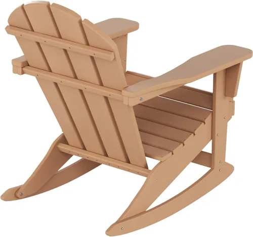 Miniatura 220 de WestinTrends Silla mecedora Malibu de poliéster para exterior/patio Adirondack, Negra